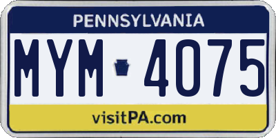 PA license plate MYM4075