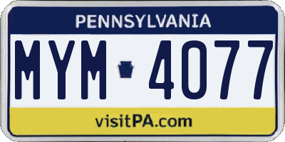 PA license plate MYM4077