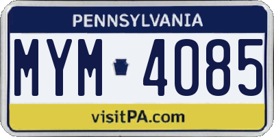 PA license plate MYM4085