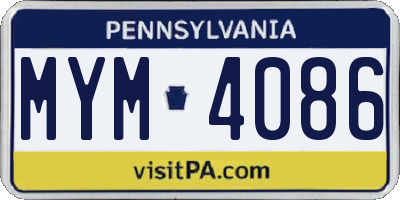 PA license plate MYM4086