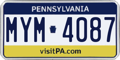 PA license plate MYM4087