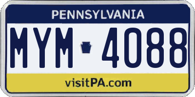 PA license plate MYM4088