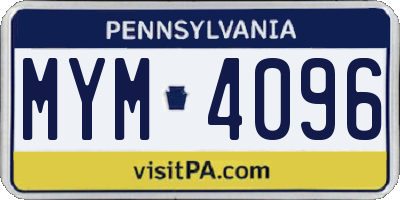 PA license plate MYM4096
