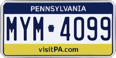 PA license plate MYM4099