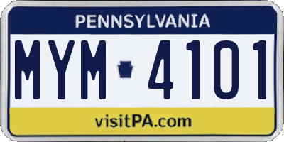PA license plate MYM4101