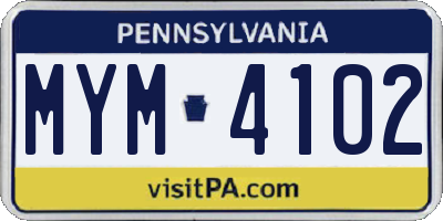 PA license plate MYM4102