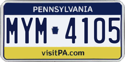 PA license plate MYM4105