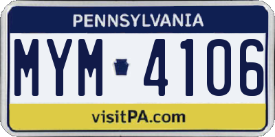 PA license plate MYM4106