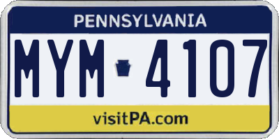 PA license plate MYM4107