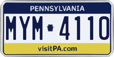 PA license plate MYM4110