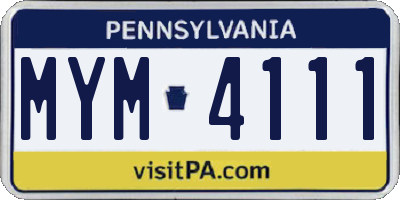 PA license plate MYM4111
