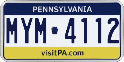 PA license plate MYM4112