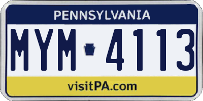 PA license plate MYM4113