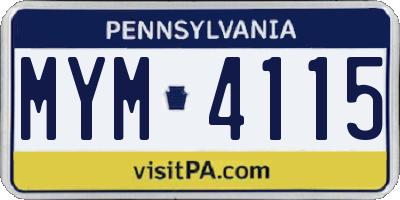 PA license plate MYM4115