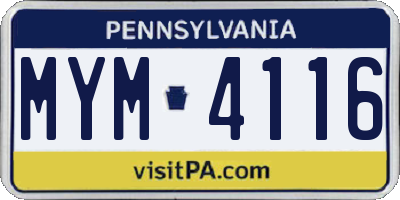 PA license plate MYM4116