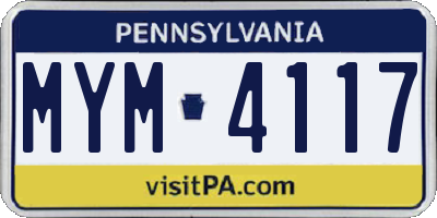 PA license plate MYM4117