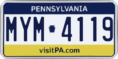 PA license plate MYM4119
