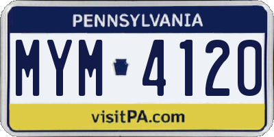 PA license plate MYM4120