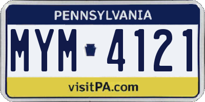PA license plate MYM4121