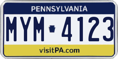 PA license plate MYM4123