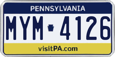 PA license plate MYM4126