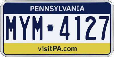 PA license plate MYM4127