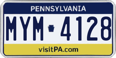PA license plate MYM4128