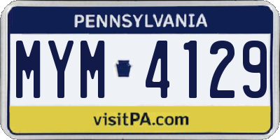 PA license plate MYM4129