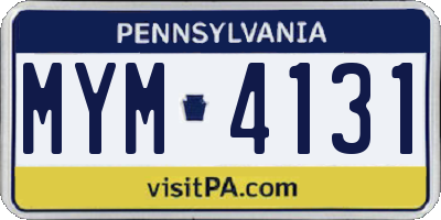PA license plate MYM4131