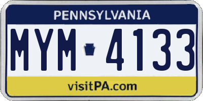 PA license plate MYM4133