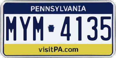PA license plate MYM4135