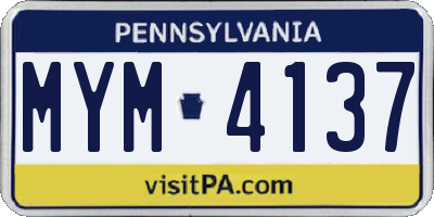 PA license plate MYM4137