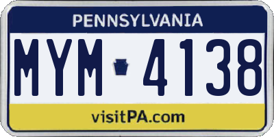 PA license plate MYM4138