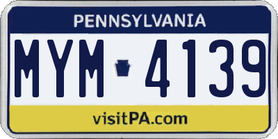 PA license plate MYM4139