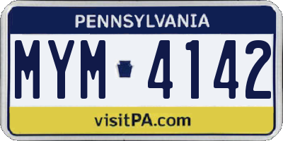 PA license plate MYM4142