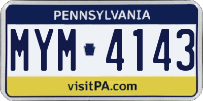 PA license plate MYM4143