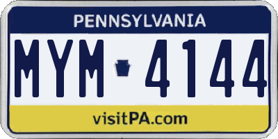 PA license plate MYM4144