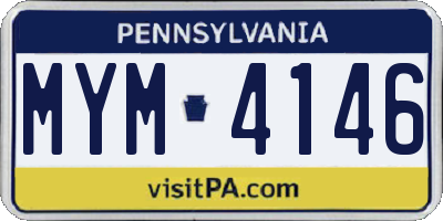 PA license plate MYM4146