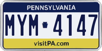 PA license plate MYM4147