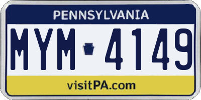 PA license plate MYM4149