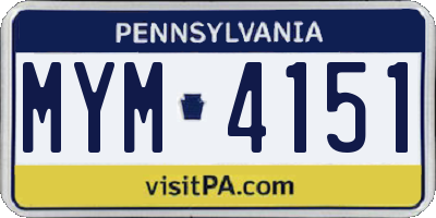 PA license plate MYM4151