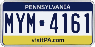 PA license plate MYM4161