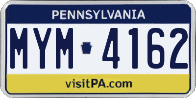 PA license plate MYM4162