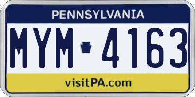 PA license plate MYM4163
