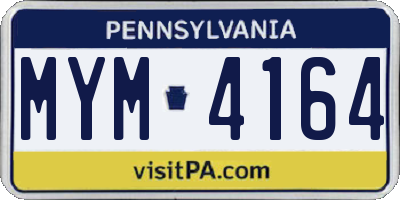 PA license plate MYM4164