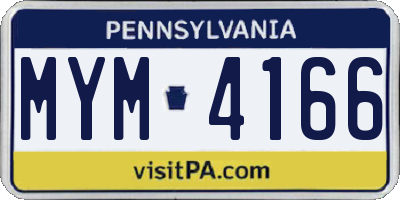 PA license plate MYM4166
