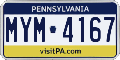 PA license plate MYM4167