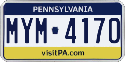 PA license plate MYM4170