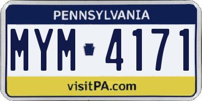 PA license plate MYM4171