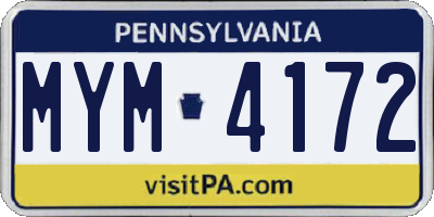 PA license plate MYM4172